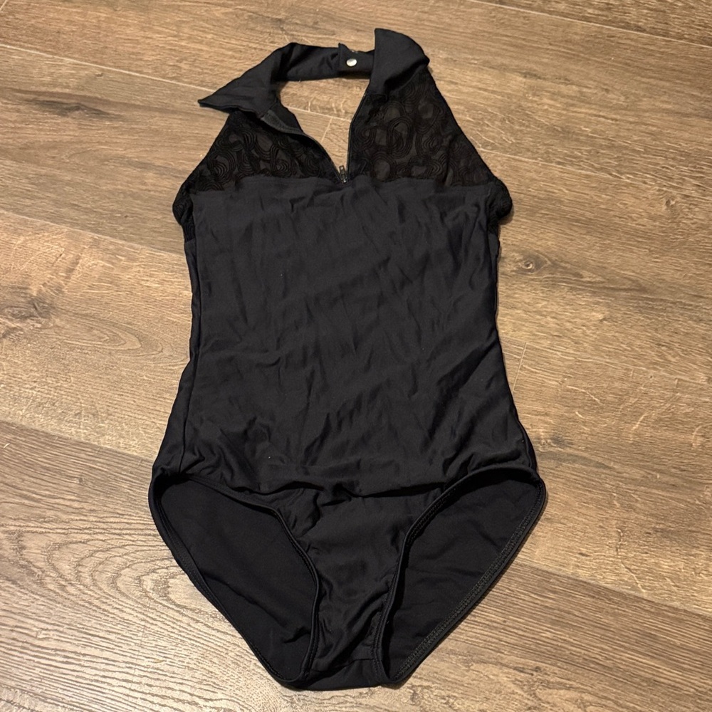 Black Sleeveless leotard with Lace Detail